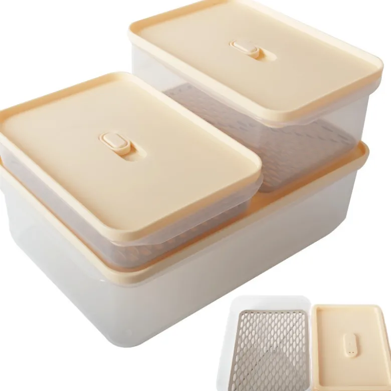 Pojemniki prostokątne lunchbox MG Home Misto z podkładką zestaw 3 sztuki hermetyczne 4400/2200/1000 ml brzoskwiniowe