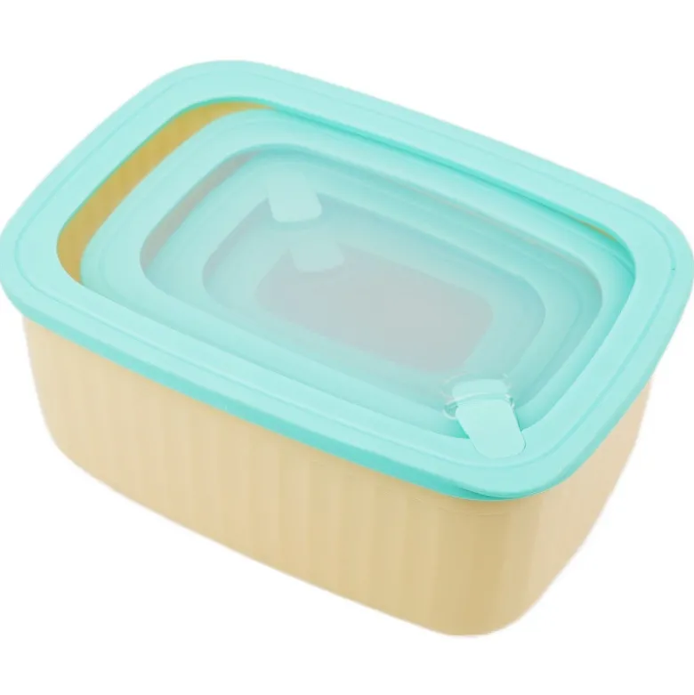 Pojemniki prostokątne lunchbox MG Home Misto zestaw 4 sztuk hermetyczne 4500/2700/1400/650 ml kremowe