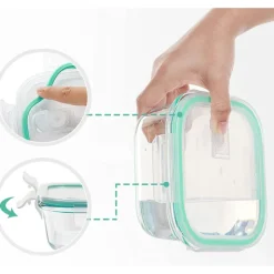 Pojemniki szklane kwadratowe lunchbox GierekHoff Corio GH 1102 zestaw 3 sztuki żaroodporne hermetyczne 1200/800/320 ml