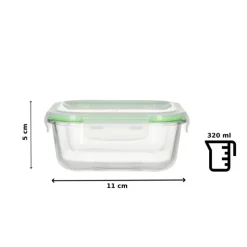 Pojemniki szklane kwadratowe lunchbox GierekHoff Corio GH 1102 zestaw 3 sztuki żaroodporne hermetyczne 1200/800/320 ml
