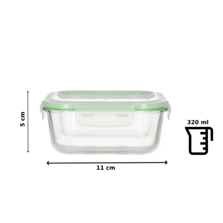 Pojemniki szklane kwadratowe lunchbox GierekHoff Corio GH 1102 zestaw 3 sztuki żaroodporne hermetyczne 1200/800/320 ml