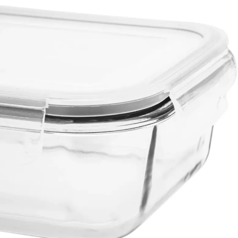 Pojemniki szklane 640 ml prostokątne lunchbox Altom Fresh zestaw 3 sztuki żaroodporne hermetyczne