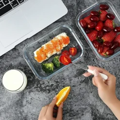 Pojemniki szklane 1040 ml prostokątne lunchbox GierekHoff Corio zestaw 3 sztuki żaroodporne hermetyczne GH 1109