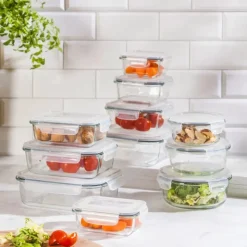Pojemniki szklane 1040 ml prostokątne lunchbox GierekHoff Corio zestaw 3 sztuki żaroodporne hermetyczne GH 1109