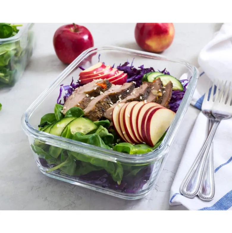 Pojemniki szklane 1040 ml prostokątne lunchbox GierekHoff Corio zestaw 3 sztuki żaroodporne hermetyczne GH 1109