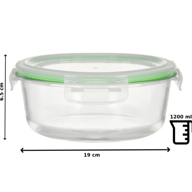 Pojemniki szklane okrągłe lunchbox GierekHoff Corio GH 1101 zestaw 3 sztuki żaroodporne hermetyczne 1200/950/400 ml
