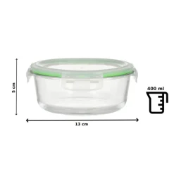 Pojemniki szklane okrągłe lunchbox GierekHoff Corio GH 1101 zestaw 3 sztuki żaroodporne hermetyczne 1200/950/400 ml