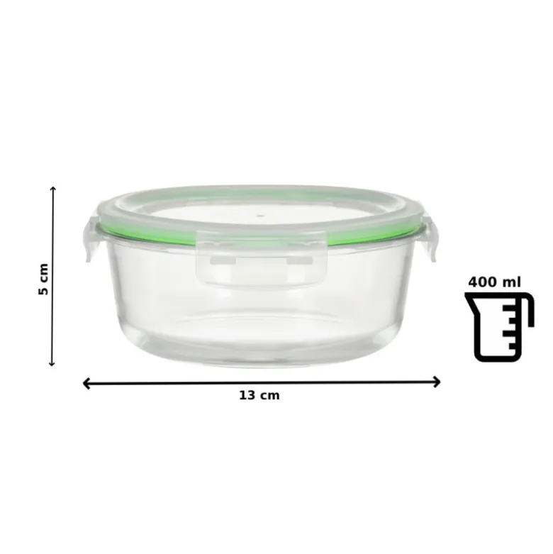 Pojemniki szklane okrągłe lunchbox GierekHoff Corio GH 1101 zestaw 3 sztuki żaroodporne hermetyczne 1200/950/400 ml