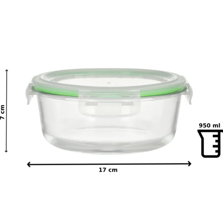 Pojemniki szklane okrągłe lunchbox GierekHoff Corio GH 1101 zestaw 3 sztuki żaroodporne hermetyczne 1200/950/400 ml