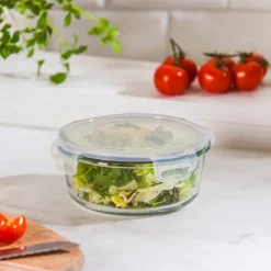 Pojemniki szklane okrągłe lunchbox Altom Fresh zestaw 3 sztuki żaroodporne hermetyczne
