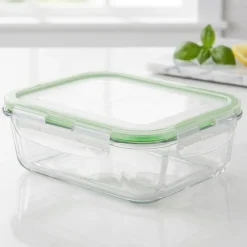Pojemniki szklane prostokątne lunchbox GierekHoff Corio GH 1114 zestaw 4 sztuki żaroodporne hermetyczne 1050/640/370/200 ml
