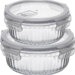 Pojemniki szklane ryflowane Florina Mariet lunchbox 960/650 ML żaroodporne hermetyczne