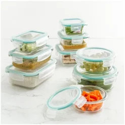 Pojemniki szklane zestaw 9 sztuk lunchbox GierekHoff Corio do przechowywania żaroodporne hermetyczne GH 1110