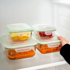 Pojemniki szklane zestaw 9 sztuk lunchbox GierekHoff Corio do przechowywania żaroodporne hermetyczne GH 1110