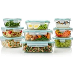 Pojemniki szklane zestaw 9 sztuk lunchbox GierekHoff Corio do przechowywania żaroodporne hermetyczne GH 1110