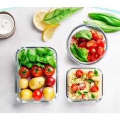 Pojemniki szklane zestaw 9 sztuk lunchbox GierekHoff Corio do przechowywania żaroodporne hermetyczne GH 1110