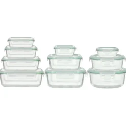 Pojemniki szklane zestaw 10 sztuk lunchbox GierekHoff Corio żaroodporne hermetyczne