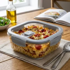 Pojemnik 1200 ml na żywność jedzenie pudełko z pokrywką lunchbox kwadratowy hermetyczny Mariet Florina