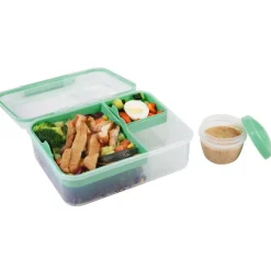 Pojemnik śniadaniowy plastikowy lunchbox GierekHoff Bento 5 komór z pojemnikiem na sos śniadaniówka na żywność GH 1106