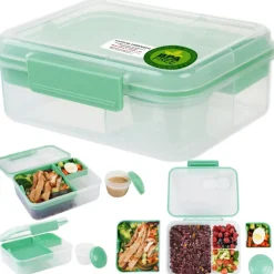 Pojemnik śniadaniowy plastikowy lunchbox GierekHoff Bento 5 komór z pojemnikiem na sos śniadaniówka na żywność GH 1106