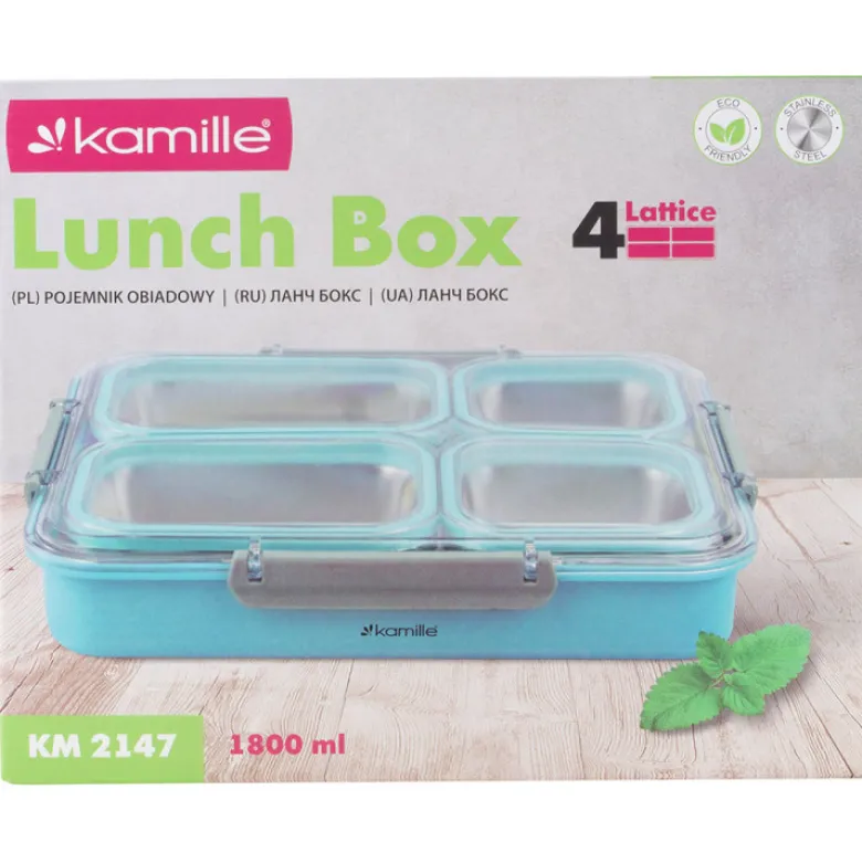 Pojemnik obiadowy z pokrywką 1800ml do przechowywania żywności różowy lunchbox KM 2147 Kamille