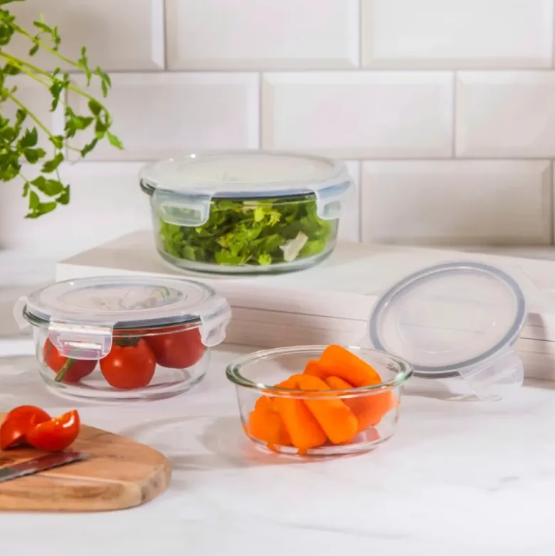 Pojemnik szklany 400 ml okrągły lunchbox Altom Fresh żaroodporny hermetyczny