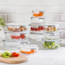 Pojemnik szklany 400 ml okrągły lunchbox Altom Fresh żaroodporny hermetyczny