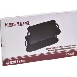 Płyta żeliwna grillowa na ognisko 42x26 cm Krisberg KR 2569 dwustronna patelnia na ruszt