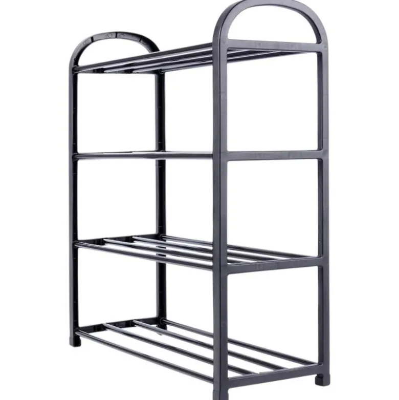 Regał na buty 49,5x18,5x56,5 cm półka metalowa czarna 4-poziomowa Orion