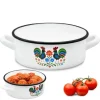 Rondel tradycyjny emaliowany 18 cm z uchwytami stalowy biały Folk 1,8 l Tragar