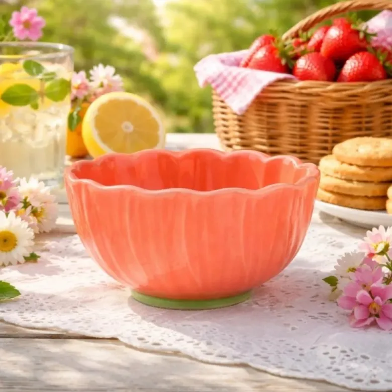 Salaterka ceramiczna 550 ml Altom Kwiat do zupy deserów koralowa