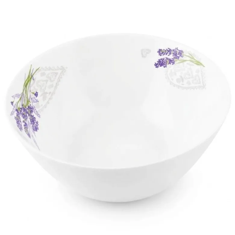 Salaterka 23 cm Esmene Lavander duża biała z motywem lawendy