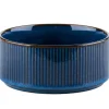 Salaterka porcelanowa 14 cm Florina Evia Blue granatowy prążkowany modern