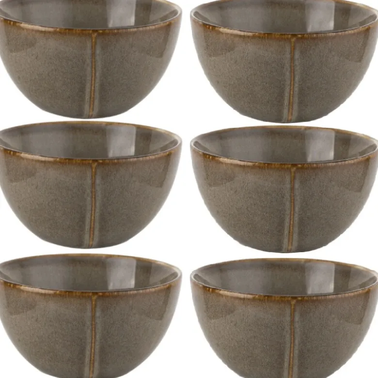 Salaterki porcelanowe 15 cm Florina Bergen brązowe retro zestaw 6 salaterek