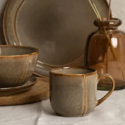 Salaterki porcelanowe 15 cm Florina Bergen brązowe retro zestaw 6 salaterek