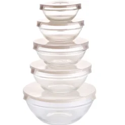 Salaterki z pokrywkami Verdure New 90/150/280/400/710 ml pojemniki szklane zestaw 5 sztuk Florina