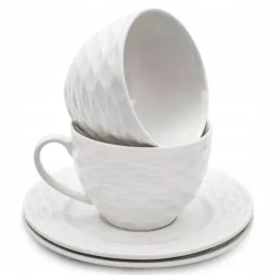 Serwis kawowy dla 2 osób Bella Fiore porcelana zestaw filiżanek ze spodkami 2+2 biały Alis Tragar 42395