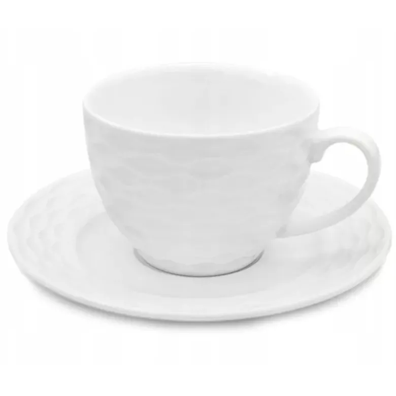 Serwis kawowy dla 2 osób Bella Fiore porcelana zestaw filiżanek ze spodkami 2+2 biały Alis Tragar 42395