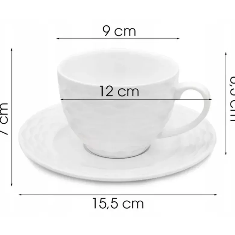 Serwis kawowy dla 2 osób Bella Fiore porcelana zestaw filiżanek ze spodkami 2+2 biały Alis Tragar 42395