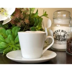 Serwis kawowy porcelana biały na 6 osób Glasmark Maja zestaw 6 filiżanek 230 ml ze spodkami