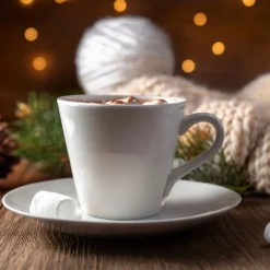 Serwis kawowy porcelana biały na 6 osób Glasmark Maja zestaw 6 filiżanek 230 ml ze spodkami