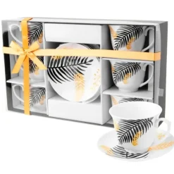 Serwis kawowy porcelanowy filiżanki ze spodkiem do kawy i herbaty 250 ml ELOVEN ODELO OD2971 Delhi