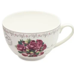 Serwis kawowy z porcelany w kompozycje kwiatowe filiżanki 270 ml ze spodkami do kawy herbaty na 6 osób Tragar