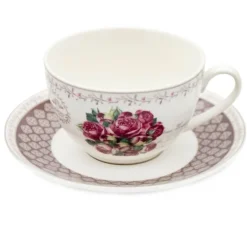 Serwis kawowy z porcelany w kompozycje kwiatowe filiżanki 270 ml ze spodkami do kawy herbaty na 6 osób Tragar