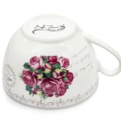 Serwis kawowy z porcelany w kompozycje kwiatowe filiżanki 270 ml ze spodkami do kawy herbaty na 6 osób Tragar