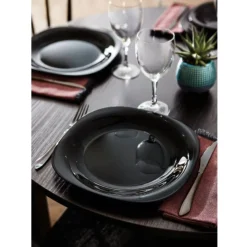 Serwis obiadowy 18 elementów dla 6 osób MG Home Pavia Black zestaw talerzy czarne talerze