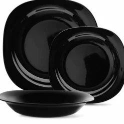 Serwis obiadowy 18 elementów dla 6 osób MG Home Pavia Black zestaw talerzy czarne talerze