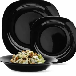 Serwis obiadowy 36 elementów dla 12 osób MG Home Pavia Black zestaw talerzy czarne talerze