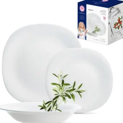 Serwis obiadowy 18 elementów dla 6 osób MG Home Pavia zestaw talerzy białe talerze