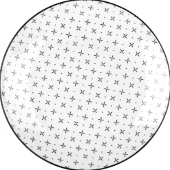 Serwis obiadowy 16 elementów Lisbon porcelana zestaw talerzy kubków dla 4 osób talerze czarno-białe